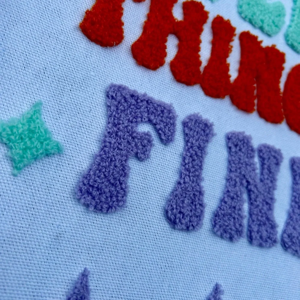Everything’s Fine Embroidered Colorful Wall Art Decor 70’s Inspired Crocheted